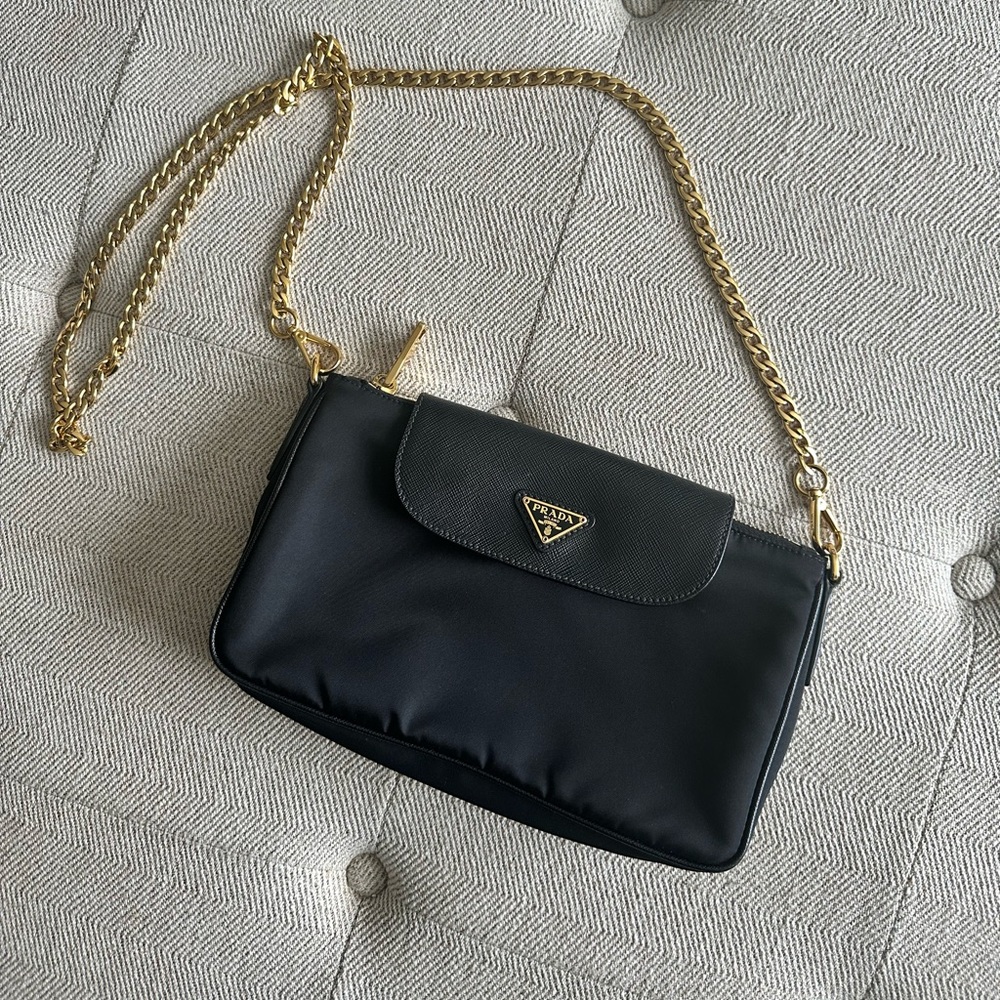 Prada Saffiano Trimmed Tessuto bag